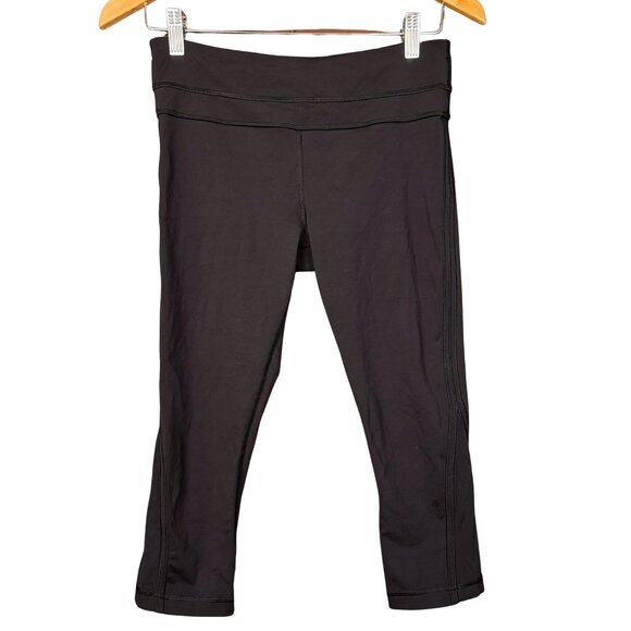 Lululemon Run Inspire Crop II Mesh Panel Leggings Size 6 Black Capri Pants - Picture 1 of 5